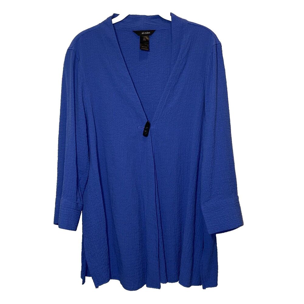Ali Miles Cardigan Lagenlook Women’s Size Large Toggle Closure Gauzy Art to Wear